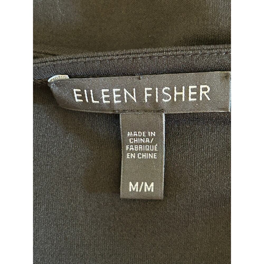 Eileen Fisher Black 100% Silk Double Layer Midi Dress Women's Medium - Picture 6 of 10